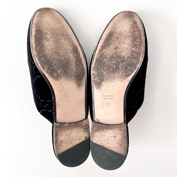 GUCCI | Princetown Black Velvet Monogram GG Logo Horsebit Loafer Slide US 7 - Picture 11 of 11